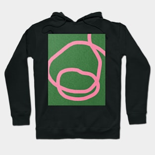 Pink line on green, Abstract art Hoodie